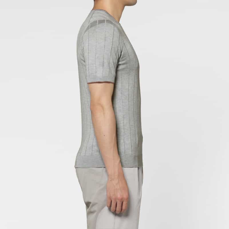 GRANSASSO GRANSASSO＜グランサッソ＞ シルク素材クルーネックニットプルオーバー LIGHT GRAY