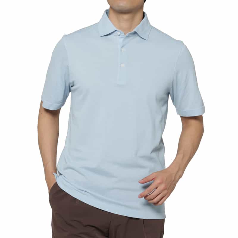 GRANSASSO GRANSASSO＜グランサッソ＞ 鹿の子ポロシャツ LIGHT BLUE