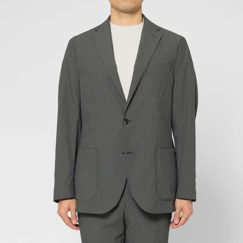 BARNEYS NEW YORK セットアップ シアサッカー素材テーラードジャケット GRAY