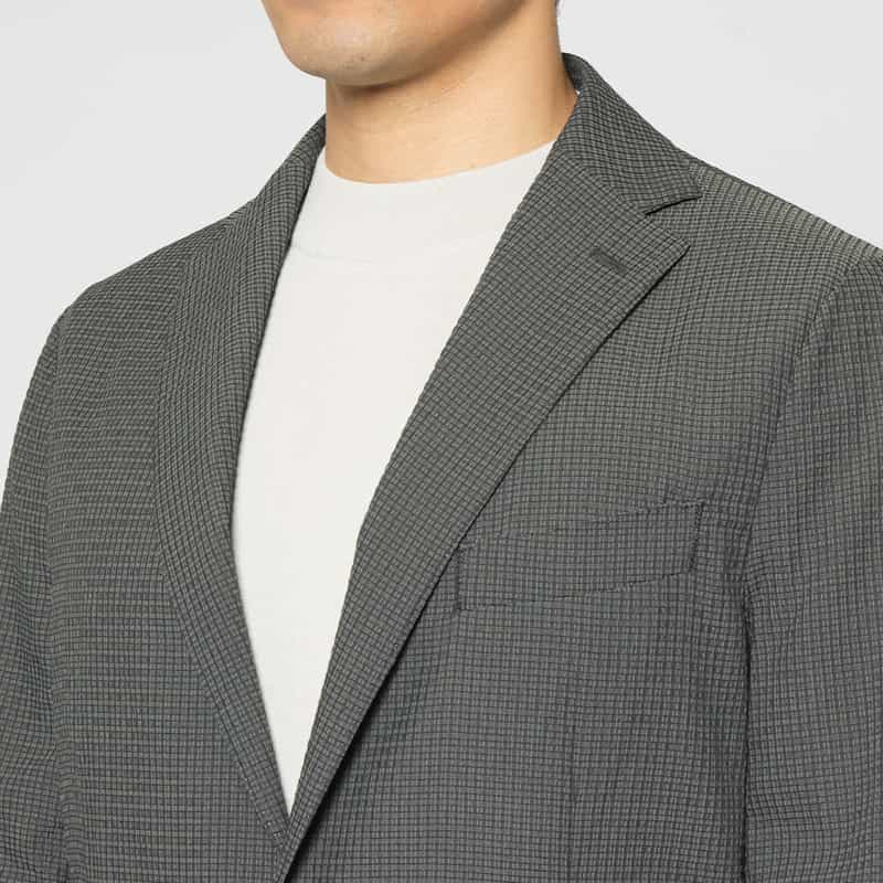 BARNEYS NEW YORK セットアップ シアサッカー素材テーラードジャケット GRAY