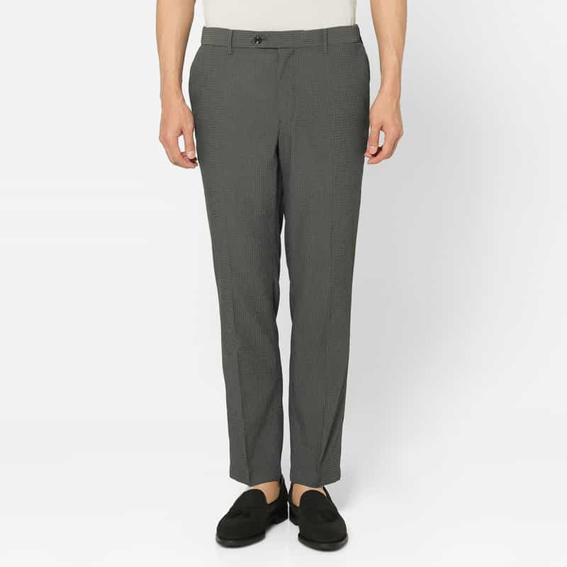BARNEYS NEW YORK セットアップ シアサッカー素材ストレッチパンツ GRAY