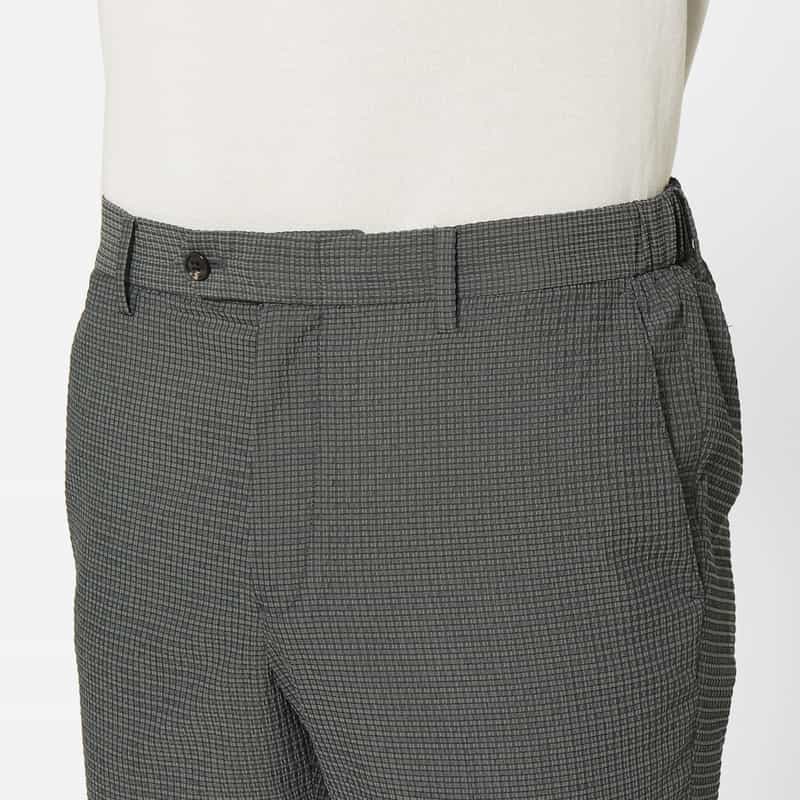 BARNEYS NEW YORK セットアップ シアサッカー素材ストレッチパンツ GRAY