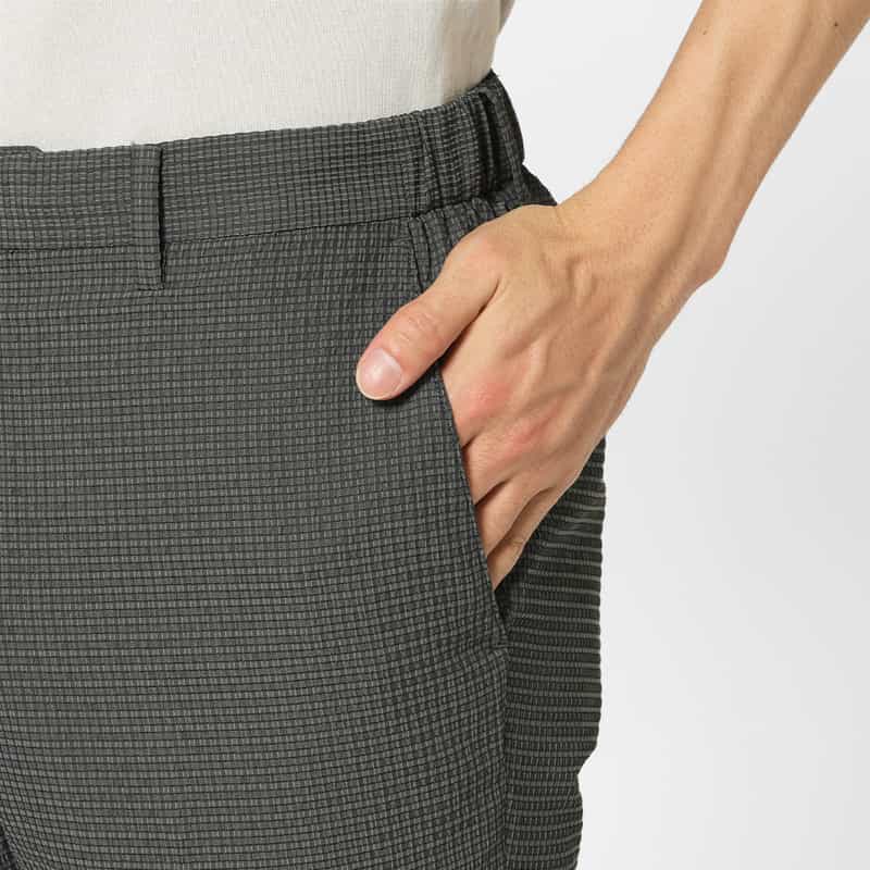 BARNEYS NEW YORK セットアップ シアサッカー素材ストレッチパンツ GRAY