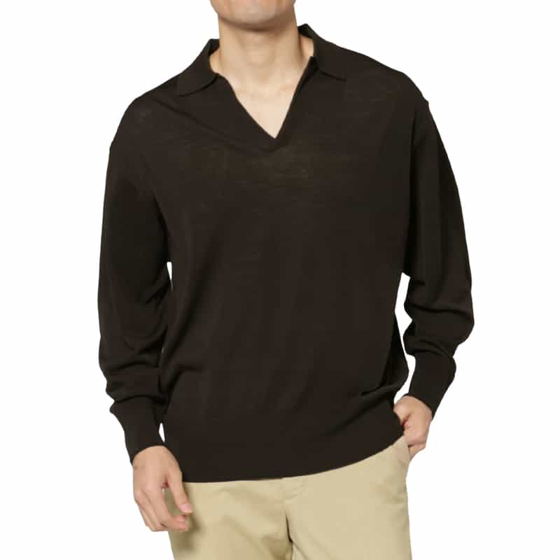 PIPPIOLINO PIPPIOLINO＜ピッピオリーノ＞ バーニーズ　ニューヨーク限定 スキッパーニットポロシャツ BROWN