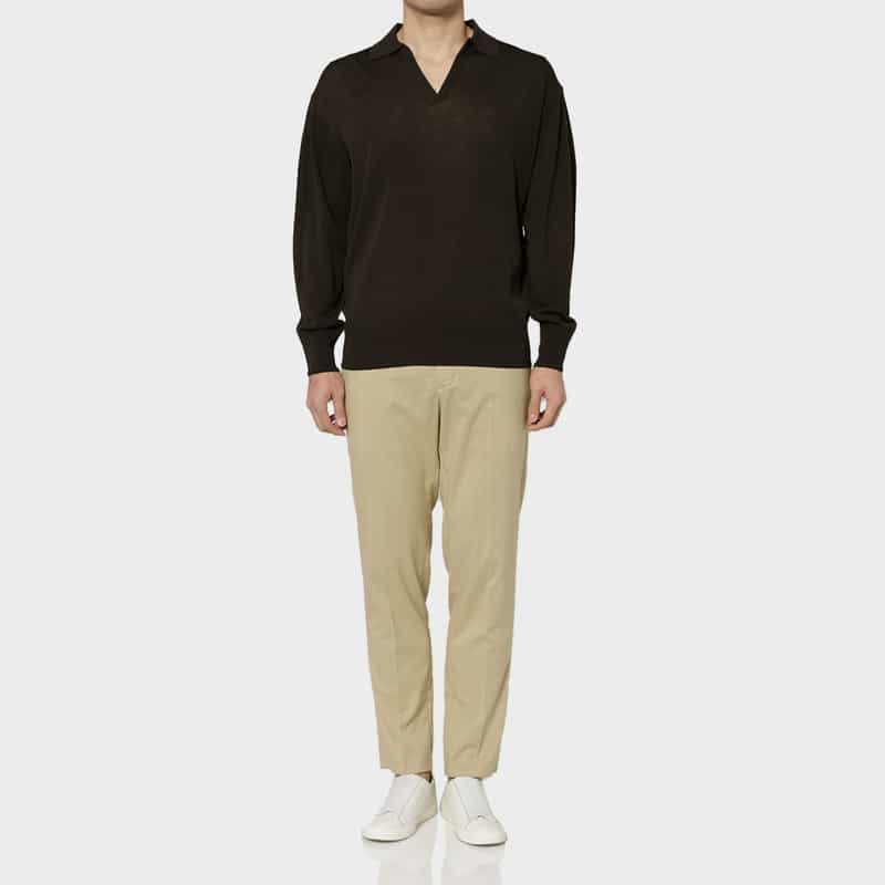 PIPPIOLINO PIPPIOLINO＜ピッピオリーノ＞ バーニーズ　ニューヨーク限定 スキッパーニットポロシャツ BROWN