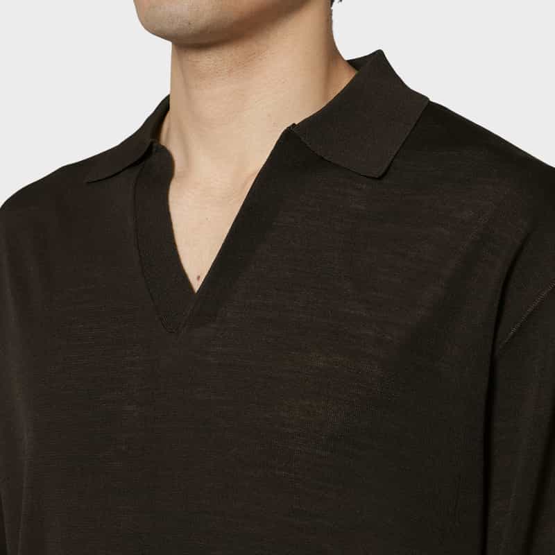 PIPPIOLINO PIPPIOLINO＜ピッピオリーノ＞ バーニーズ　ニューヨーク限定 スキッパーニットポロシャツ BROWN