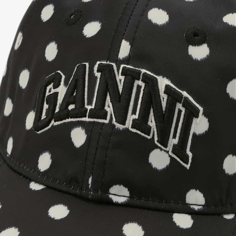 GANNI GANNI＜ガニー＞ ドット柄ロゴキャップ BLACK