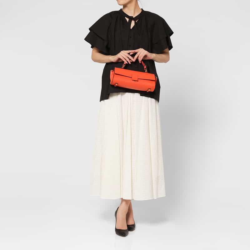 BARNEYS NEW YORK 2WAY フラップ ワンハンドルバッグ ORANGE