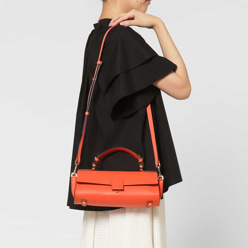 BARNEYS NEW YORK 2WAY フラップ ワンハンドルバッグ ORANGE