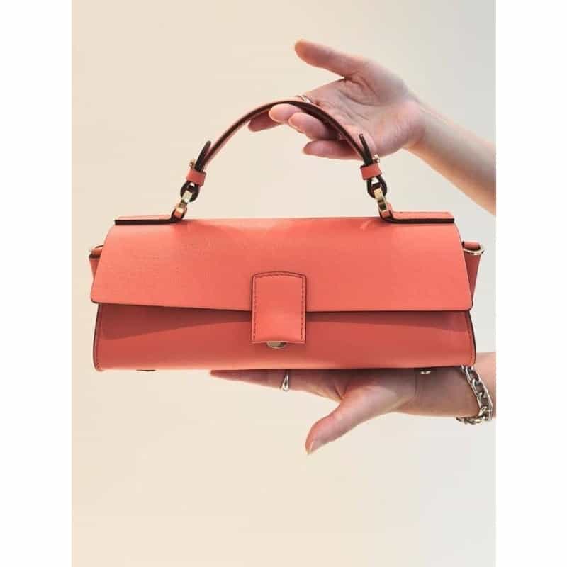 BARNEYS NEW YORK 2WAY フラップ ワンハンドルバッグ ORANGE