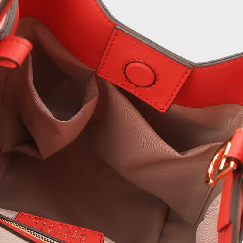 BARNEYS NEW YORK ラフィア×レザー コンビネーション バケットバッグ ORANGE