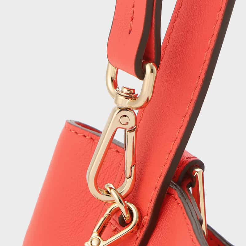 BARNEYS NEW YORK ラフィア×レザー コンビネーション バケットバッグ ORANGE