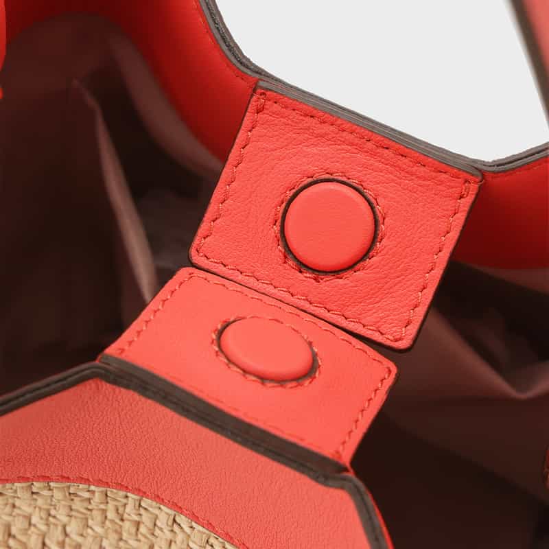 BARNEYS NEW YORK ラフィア×レザー コンビネーション バケットバッグ ORANGE