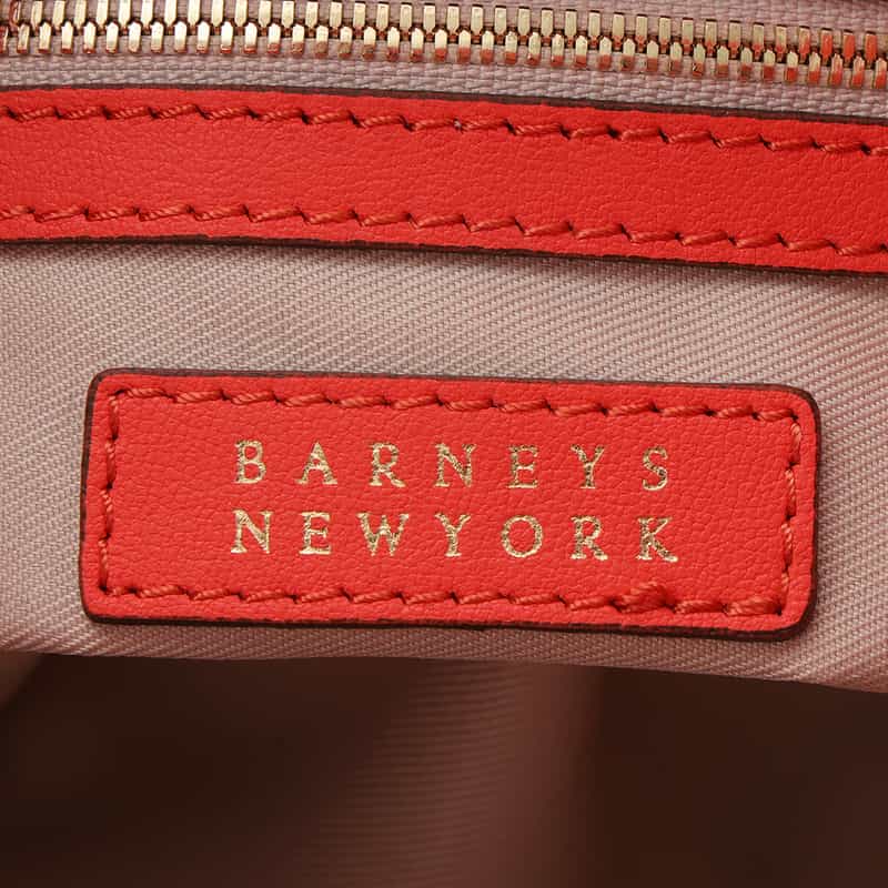 BARNEYS NEW YORK ラフィア×レザー コンビネーション バケットバッグ ORANGE