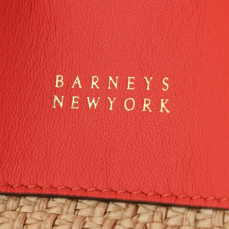 BARNEYS NEW YORK ラフィア×レザー コンビネーション バケットバッグ ORANGE