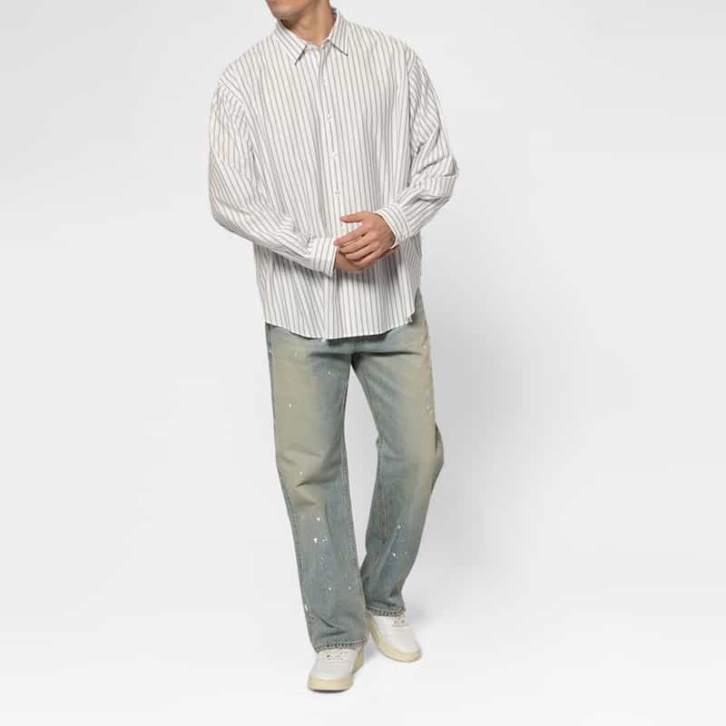 KANEMASA PHIL. KANEMASA PHIL.＜カネマサフィル＞ バーニーズ　ニューヨーク限定ストライプ柄シャツ WHITE