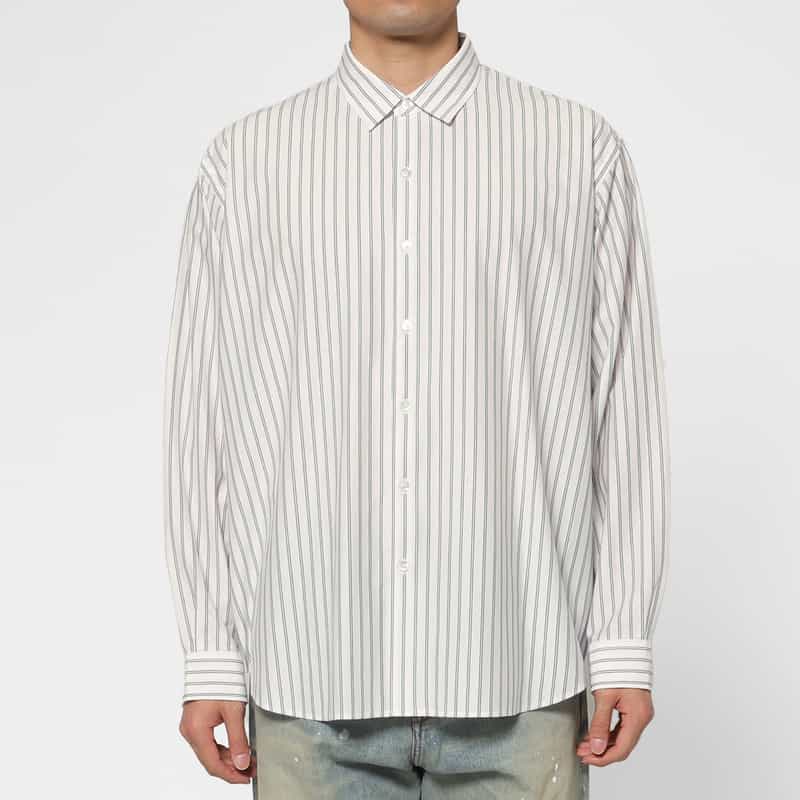 KANEMASA PHIL. KANEMASA PHIL.＜カネマサフィル＞ バーニーズ　ニューヨーク限定ストライプ柄シャツ WHITE