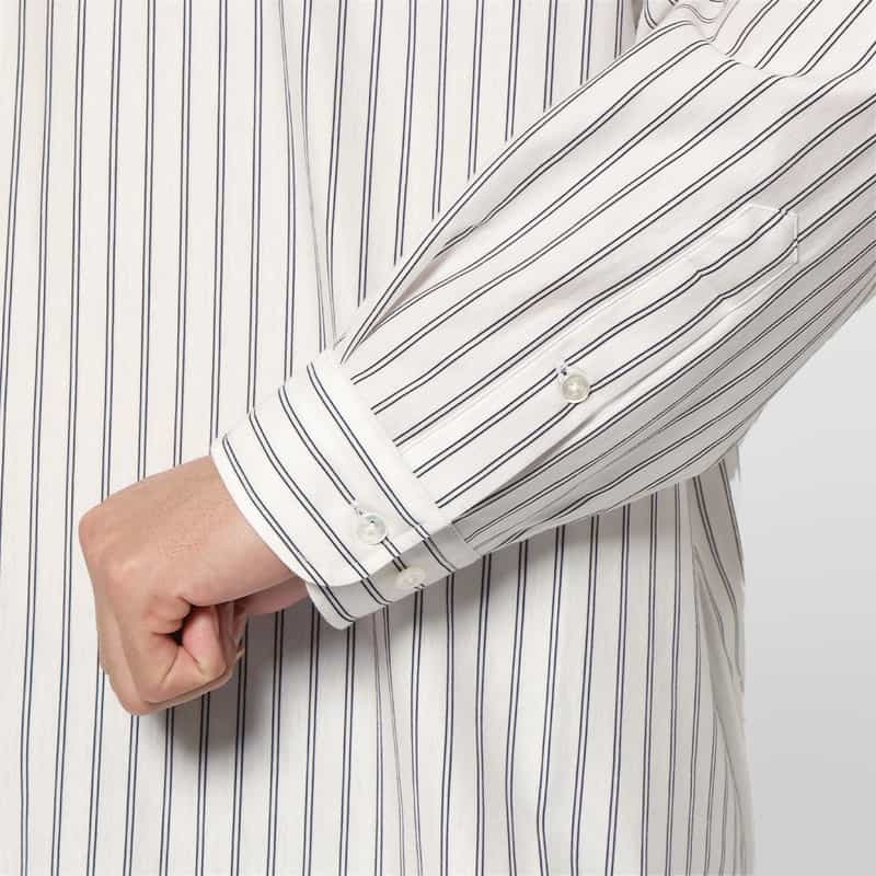 KANEMASA PHIL. KANEMASA PHIL.＜カネマサフィル＞ バーニーズ　ニューヨーク限定ストライプ柄シャツ WHITE