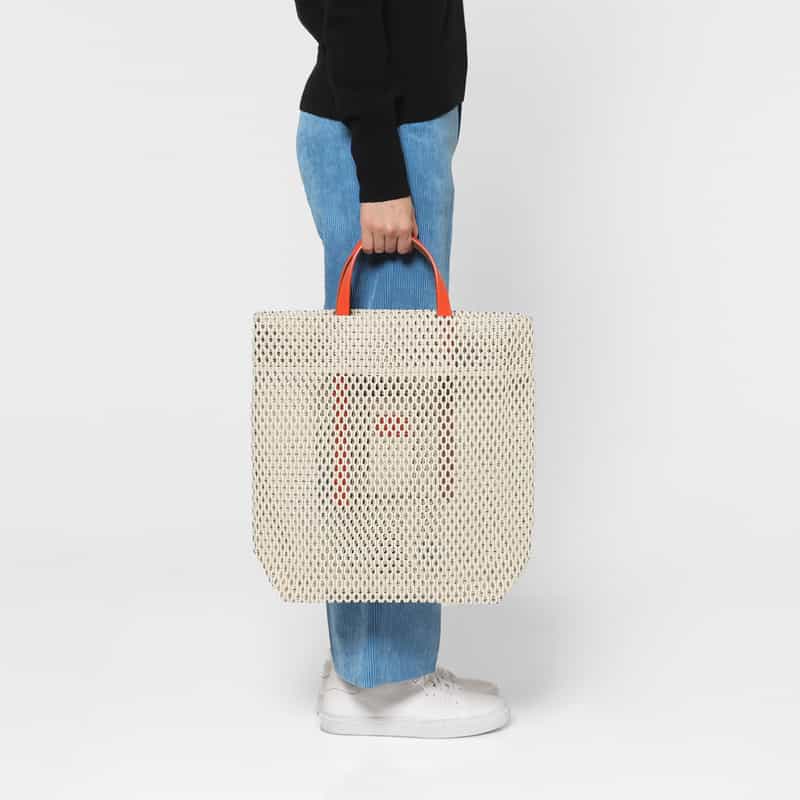 MARY AL TERNA MARYALTERNA ＜メアリオルターナ＞ バーニーズ　ニューヨーク限定 バイカラーメッシュトートバッグ “GAP“ WHITE