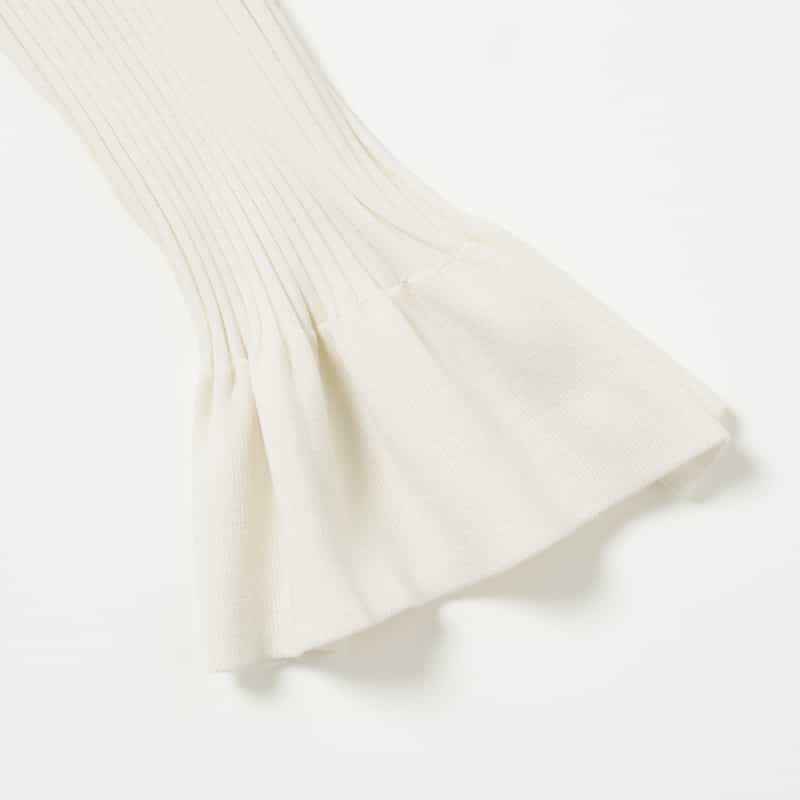 BARNEYS NEW YORK ウォッシャブル シルクコットン素材フレアスリーブ リブニットカーディガン WHITE