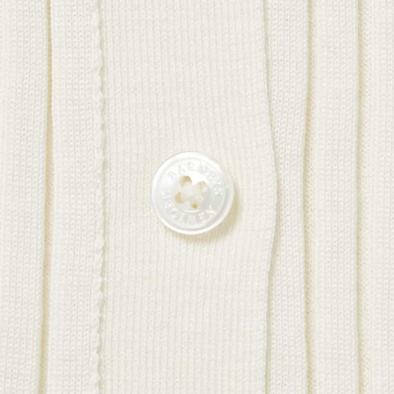 BARNEYS NEW YORK ウォッシャブル シルクコットン素材フレアスリーブ リブニットカーディガン WHITE