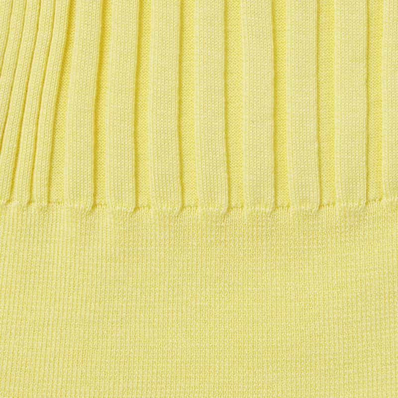 BARNEYS NEW YORK ウォッシャブル シルクコットン素材フレアスリーブ リブニットカーディガン YELLOW