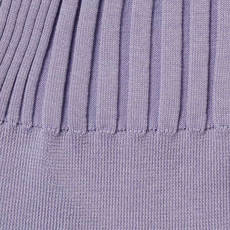 BARNEYS NEW YORK ウォッシャブル シルクコットン素材フレアスリーブ リブニットカーディガン LIGHT PURPLE