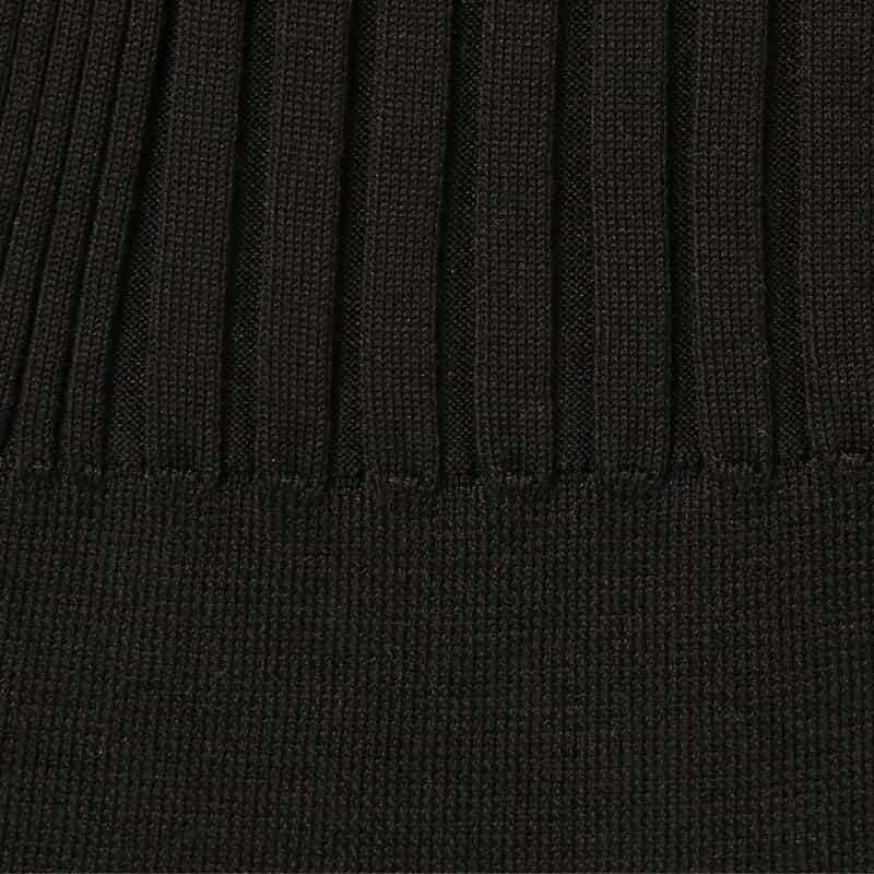 BARNEYS NEW YORK ウォッシャブル シルクコットン素材フレアスリーブ リブニットカーディガン BLACK