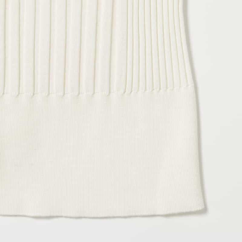 BARNEYS NEW YORK ウォッシャブル シルクコットン素材ハイネック リブニットプルオーバー WHITE