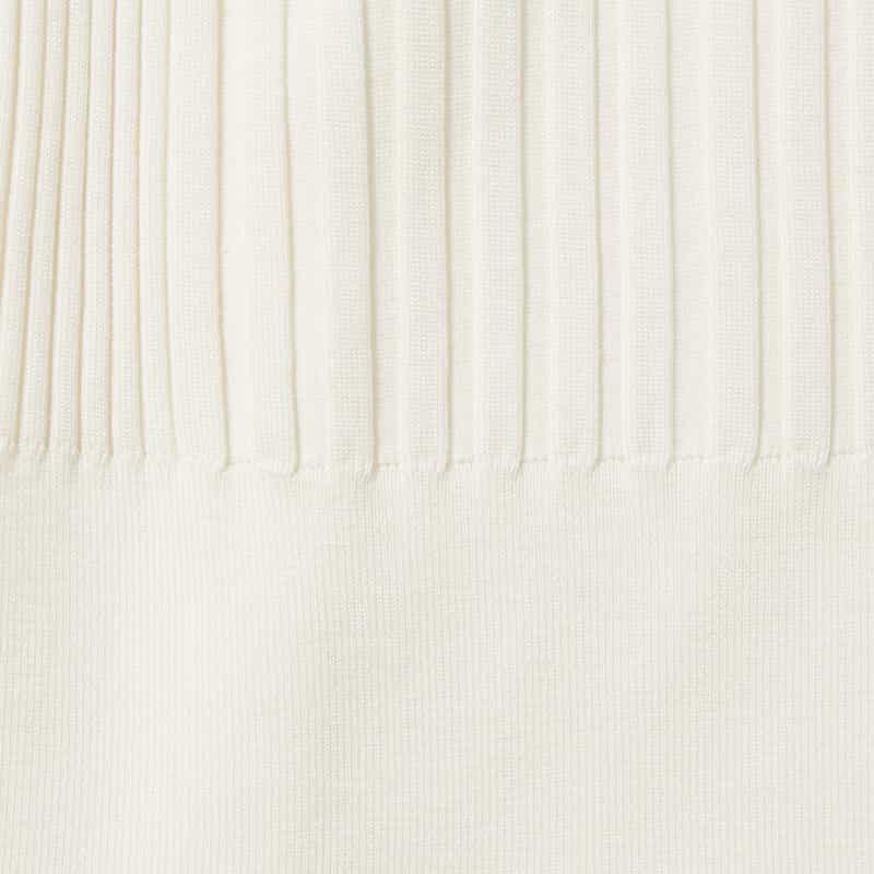 BARNEYS NEW YORK ウォッシャブル シルクコットン素材ハイネック リブニットプルオーバー WHITE