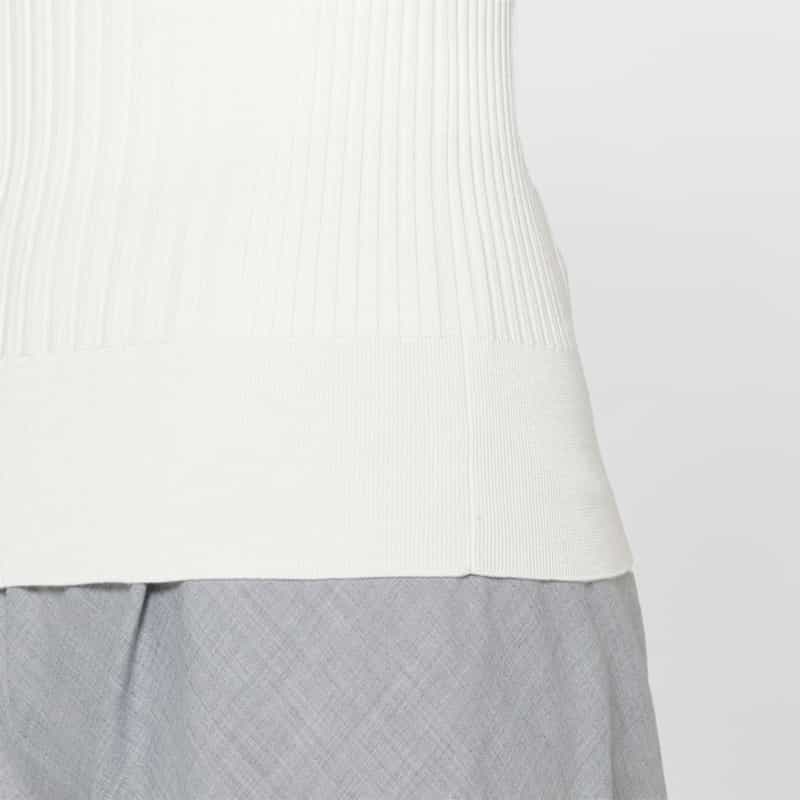 BARNEYS NEW YORK ウォッシャブル シルクコットン素材ハイネック リブニットプルオーバー WHITE