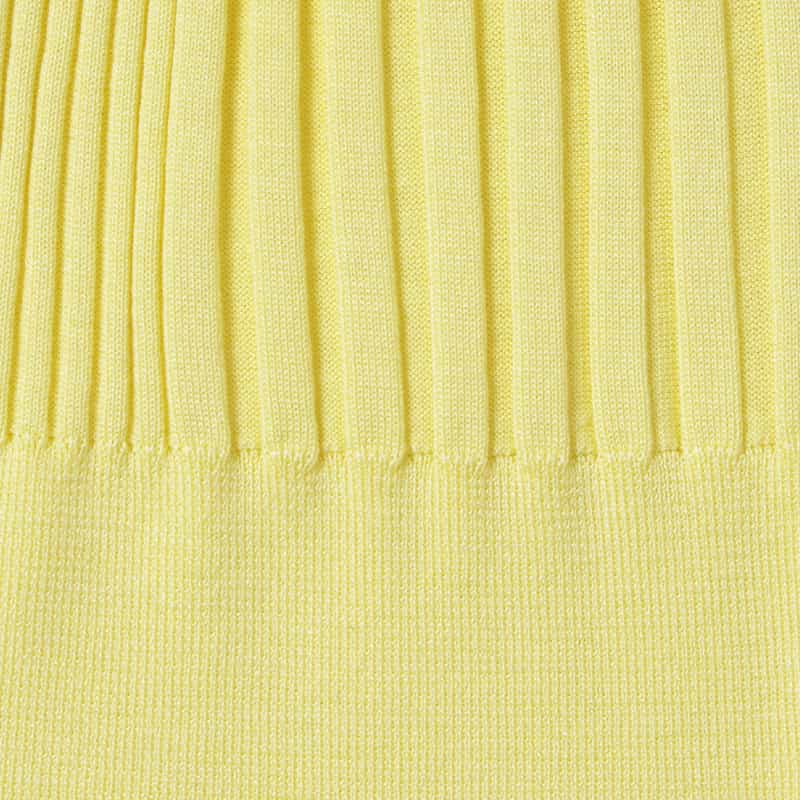 BARNEYS NEW YORK ウォッシャブル シルクコットン素材ハイネック リブニットプルオーバー YELLOW