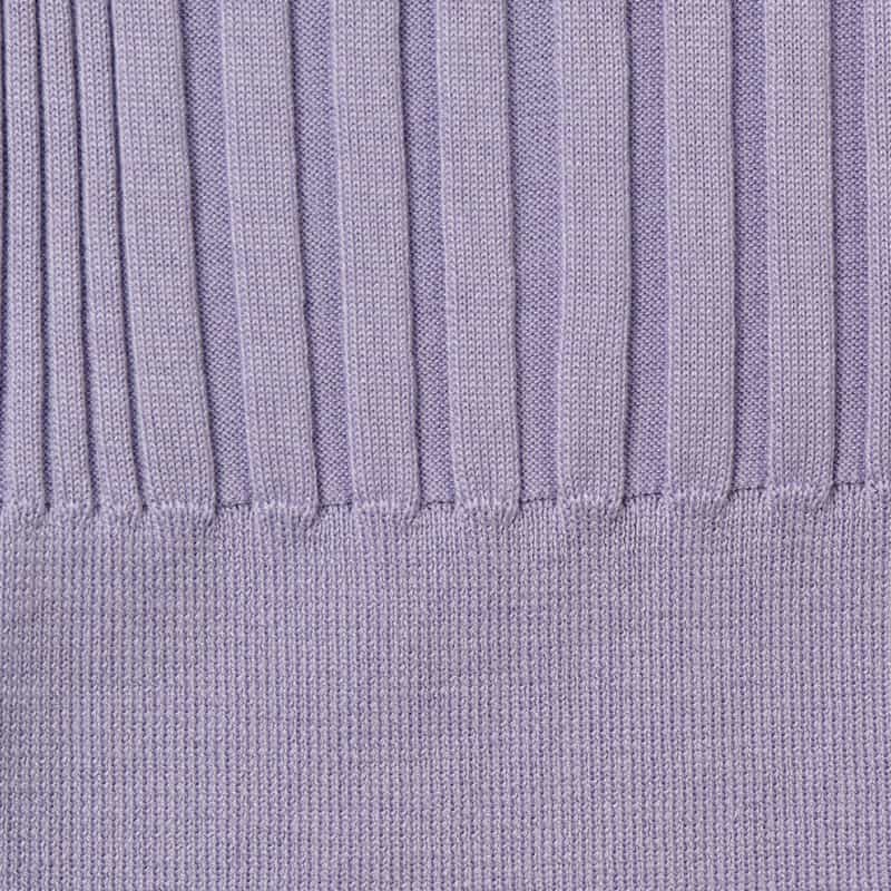 BARNEYS NEW YORK ウォッシャブル シルクコットン素材ハイネック リブニットプルオーバー LIGHT PURPLE