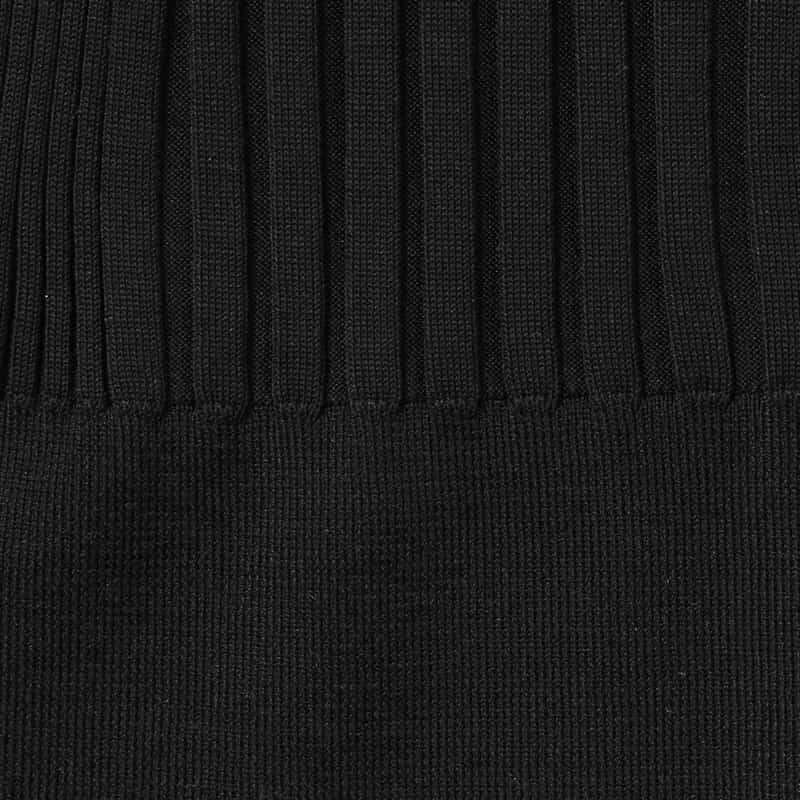 BARNEYS NEW YORK ウォッシャブル シルクコットン素材ハイネック リブニットプルオーバー BLACK