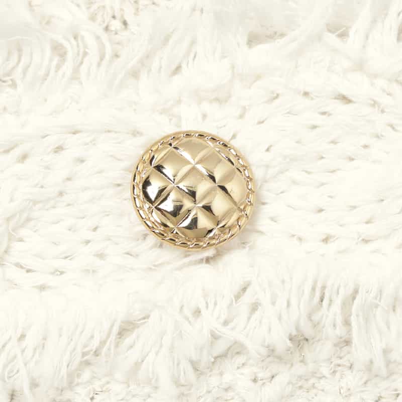 BARNEYS NEW YORK ツイード ノーカラーニットジャケット WHITE