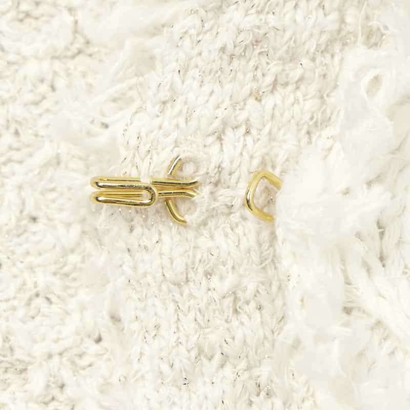 BARNEYS NEW YORK ツイード ノーカラーニットジャケット WHITE