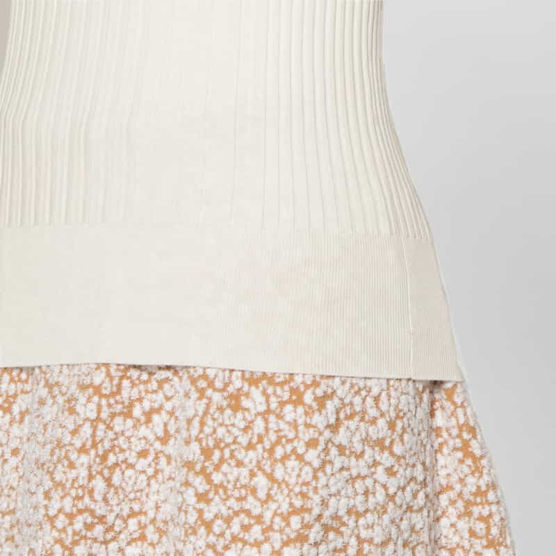 BARNEYS NEW YORK ウォッシャブル シルクコットン素材 フレアスリーブ リブニットプルオーバー WHITE