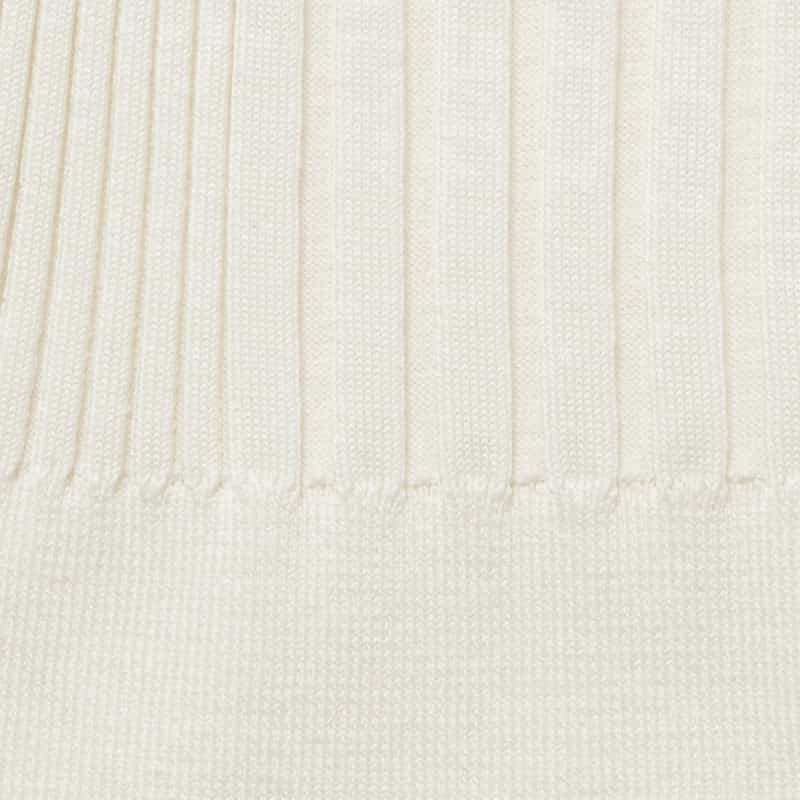 BARNEYS NEW YORK ウォッシャブル シルクコットン素材 フレアスリーブ リブニットプルオーバー WHITE