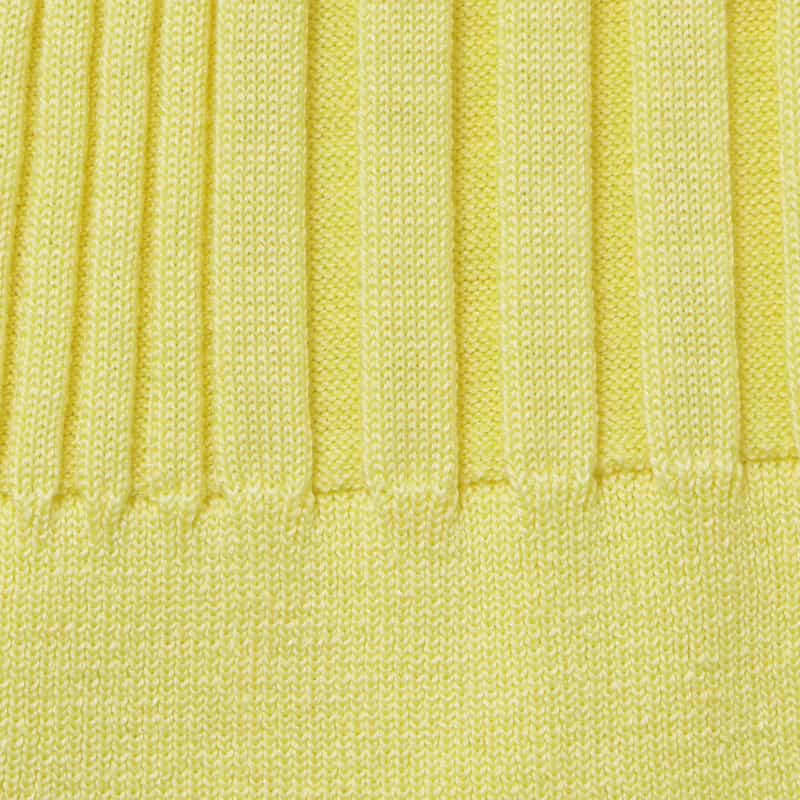 BARNEYS NEW YORK ウォッシャブル シルクコットン素材 フレアスリーブ リブニットプルオーバー YELLOW