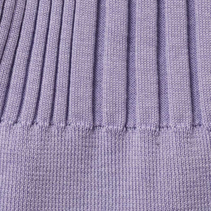 BARNEYS NEW YORK ウォッシャブル シルクコットン素材 フレアスリーブ リブニットプルオーバー LIGHT PURPLE