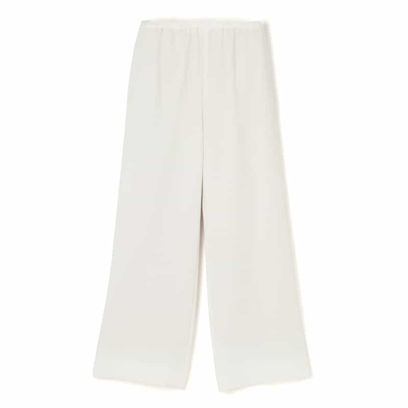 BARNEYS NEW YORK ウォッシャブル ドローリングサテンワイドパンツ OFF WHITE