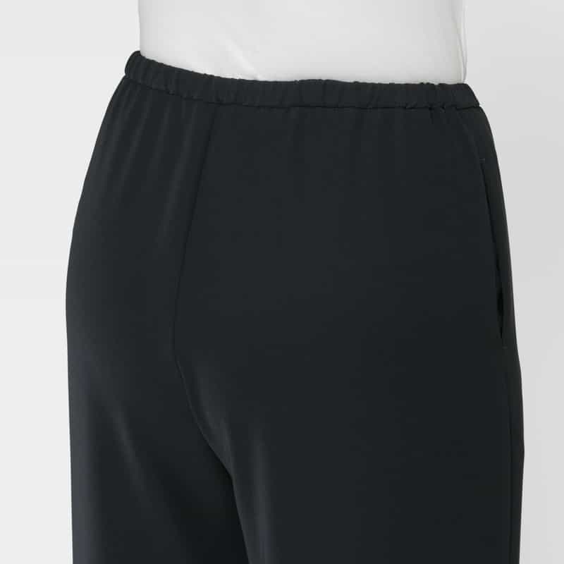 BARNEYS NEW YORK ウォッシャブル ドローリングサテンワイドパンツ NAVY