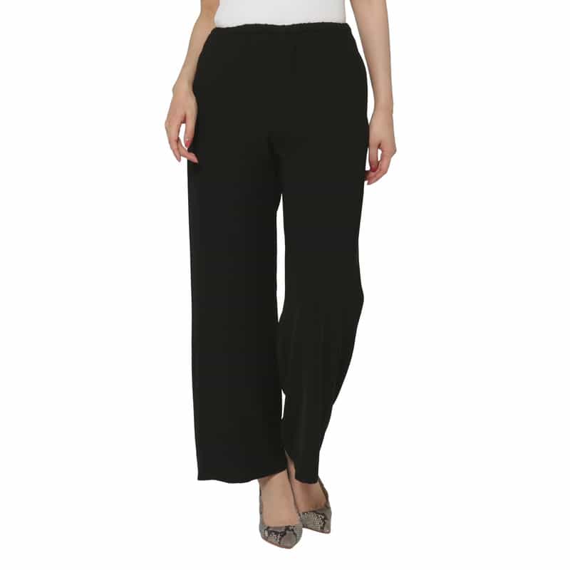 BARNEYS NEW YORK ウォッシャブル ドローリングサテンワイドパンツ BLACK