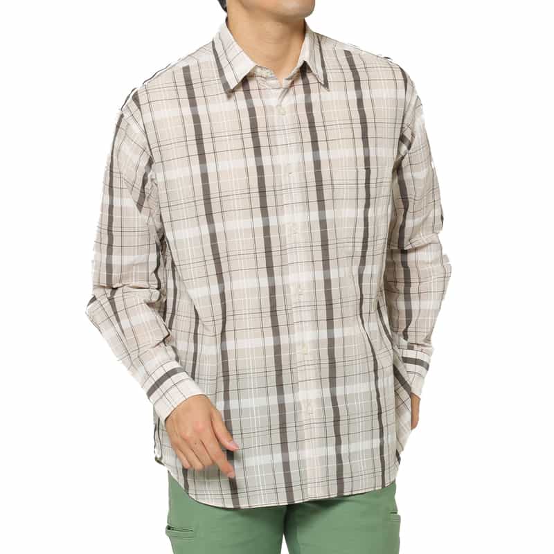 シアー素材チェックシャツ