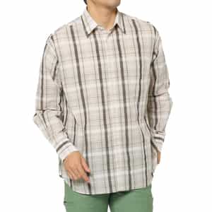 シアー素材チェックシャツ