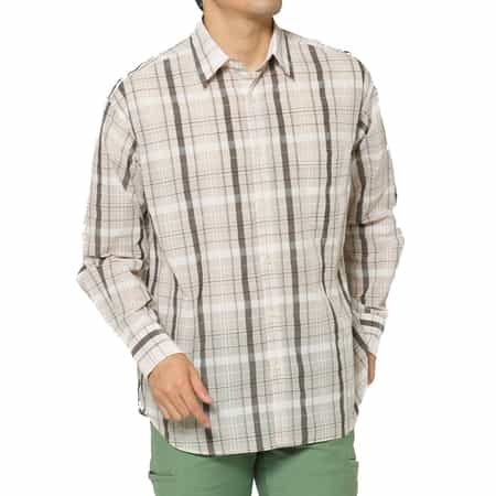 シアー素材チェックシャツ