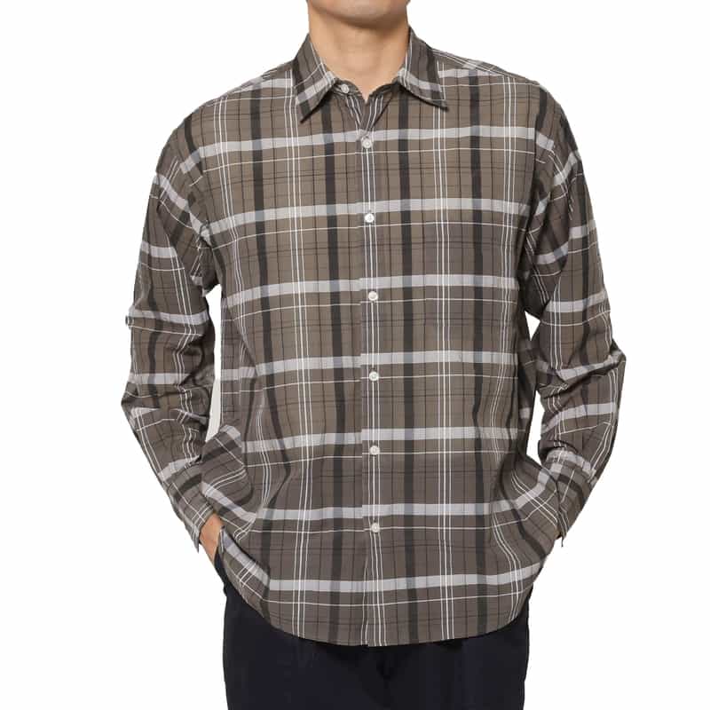 シアー素材チェックシャツ