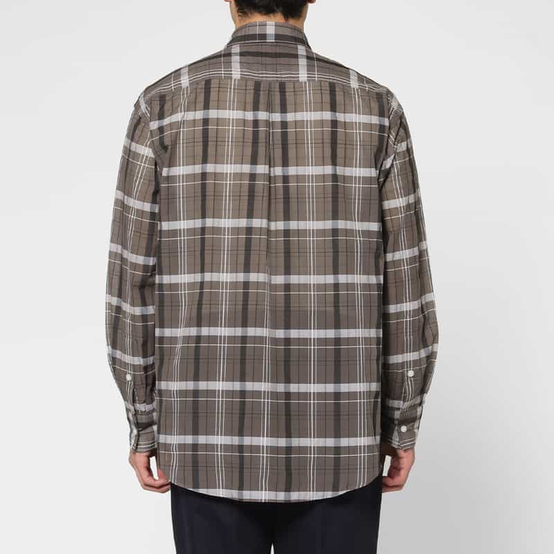BARNEYS NEW YORK シアー素材チェックシャツ GRAY