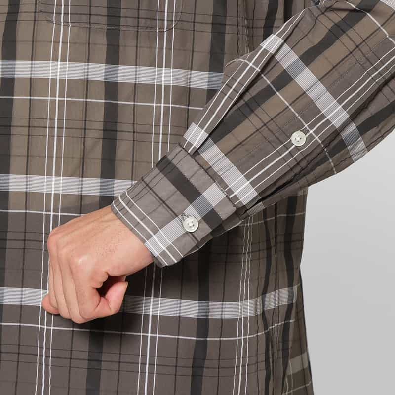 BARNEYS NEW YORK シアー素材チェックシャツ GRAY