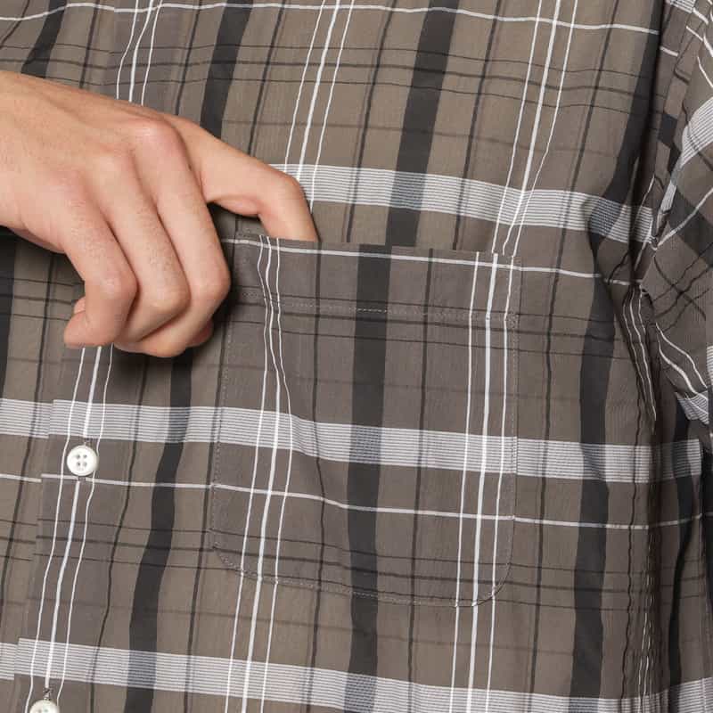 BARNEYS NEW YORK シアー素材チェックシャツ GRAY